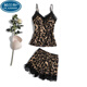 帕蘭朵吊帶睡衣女夏季豹紋短褲性感冰絲兩件套裝帶胸墊薄款蕾絲 褐色短褲套裝品牌斷碼特l價(jià)斷碼精品特價(jià)旗艦 L品牌斷碼特l價(jià)專(zhuān)柜正品牌 均碼