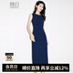 晚白【新品】2025秋款內(nèi)搭單穿裙子捏褶彈力包臀無袖連衣裙 深藍(lán)色 M