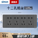 西蒙（SIMON）118型開關(guān)插座面板六九十二孔一位多功能組合裝暗裝52S系列熒光灰 十二孔插座（20孔）