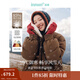 茵曼2025秋冬女新款 羽絨服女時(shí)尚復古兔毛領(lǐng)裝肌理保暖面包外套上衣 咖啡色 M