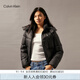 Calvin KleinJeans秋冬女士戶外休閑通勤ck印花連帽鴨絨羽絨服外套J224786 BEH-太空黑 XS