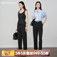 Olrain歐芮兒直筒煙管西裝9分褲女夏季2025新款通勤百搭顯腿長(cháng)褲 黑色 XL