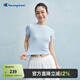 Champion冠軍短袖女2025夏季新款修身?xiàng)l紋t恤簡(jiǎn)約純色運(yùn)動(dòng)風(fēng)潮牌 淺藍(lán)色 L
