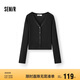 森馬（Semir）[商場(chǎng)同款]針織開(kāi)衫女短款修身純色2025夏季花邊V領(lǐng)101325106002