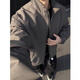 杉努外套男春秋款美式潮牌立領休閑夾克廓形cleanfit寬松工裝飛行服 26188灰色 XL