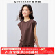 佐丹奴短袖T恤女夏新款純棉純色減齡寬松圓領(lǐng)小飛袖t恤女05325385 88棕色 XL