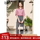 百圖betu女裝春夏新款襯衫基礎(chǔ)寬松落肩七分袖襯衫女2302T36 玫紅色 M