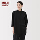 無印良品（MUJI）女式易干平紋七分袖長(zhǎng)上衣女士襯衫襯衣日系外套女裝25年秋季 黑色 M (160/84A)