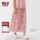無(wú)印良品（MUJI）女式雕版印染抽褶輕便長(zhǎng)裙長(zhǎng)半身裙夏季款裙子純棉女裝25年 橙色圖案 M (160/66A)