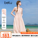 百圖betu女裝2025夏季新款連衣裙抽繩收腰無袖減齡背心裙子女2506T55 淺粉紅 S