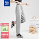 唐獅（TonLion）2021秋裝女休閑褲寬松顯瘦高腰抽繩束腳褲子女ins衛(wèi)褲626420093021 加絨款/淺麻灰 XL 