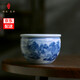 博曉（BOXiAO）主人杯單杯 景德鎮(zhèn)陶瓷功夫茶具茶杯大號(hào)缸杯手繪青花山水 仿古風(fēng) 青花山水缸杯（古風(fēng)）