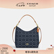 蔻馳（COACH）【禮物】新款?yuàn)W萊女士女包經(jīng)典標(biāo)志丹寧布牛仔LAUREL大號(hào)流浪包 IM/丹寧藍(lán)色/天然色