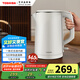 東芝（TOSHIBA）電熱水壺1.5升進(jìn)口Strix溫控器母嬰級食品級家用保溫開水燒水壺雙層防燙304不銹鋼