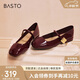 百思圖【喬欣同款】莫奈花園法式瑪麗珍M3173AQ5紅色 37