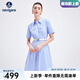 Navigare意大利小帆船女士連衣裙25春夏季新品棉質(zhì)親膚襯衫裙休閑條紋中裙 夏日晴空藍(lán) M