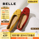 百麗（Belle）舒芙蕾絨面平跟單鞋女2025秋新商場款羊皮軟底便鞋E1E1DCQ5預(yù)售 紅色 37