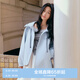 樂(lè)町【小彩盾】韓系通勤2025春季新款寬松連帽雙色帽繩三防外套 清新藍(lán)（現(xiàn)貨） S