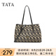 他她（TATA）復(fù)古老花托特包女包包大包單肩包手提包春季新款X3407AX5 米黑/黑 F