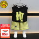 G.DUCKKIDS小黃鴨男童夏裝套裝2024新款兒童衣服韓版時尚一歲寶寶運(yùn)動兩件套 黑色 100 尺碼2~3歲【 90-100cm】