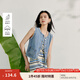 茵曼（INMAN）復古百搭牛仔馬甲背心2025夏季女裝新款短款顯瘦無(wú)袖馬夾上衣  牛仔藍 S