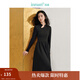 茵曼（INMAN）【曠野美拉德】新中式拼接連衣裙2025春秋女裝新品長(cháng)袖打底裙子 午夜黑 S