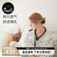 nest designs孕產(chǎn)婦月子服女士雙層紗布休閑哺乳衣家居服套裝 長袖長褲睡衣 初雪-紗布前片可掀款 S碼（建議身高160-165cm）