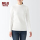 無(wú)印良品 MUJI 女式 彈力羅紋編織 高領(lǐng)長(cháng)袖T恤 BBM30A2A 米白色 L