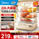 美的（Midea） 國家補貼 電蒸鍋燉蒸煮一體自動斷電 蒸鍋透明可視 家用早餐蒸汽鍋 蒸包子饅頭不銹鋼蒸架電鍋 22L 【三層不銹鋼蒸架】 ZGC322301