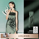 麥檬商場同款2023春夏新款紙片人法式吊帶連衣裙女5E4190561S 森林綠5E4190581S S