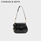 CHARLES&KEITH翻蓋式單肩腋下包包掛小豬包女神節生日禮物CK2-20671821 Black黑色 S