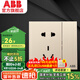 ABB開(kāi)關(guān)插座面板 盈致系列金色 無(wú)邊框 86型五孔帶雙控開(kāi)關(guān) CA211-ZG  五孔帶開(kāi)關(guān)（可單獨控制燈）