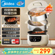 美的（Midea）電蒸鍋 電煮鍋 電火鍋 多用途鍋家用蒸包子鍋電鍋三層14.5L大容量分體式底鍋可拆洗MZ-ZGC2852C