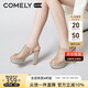康莉（COMELY）商場同款高跟涼鞋女25年夏季防水臺魚嘴涼鞋羅馬涼鞋 金色 36