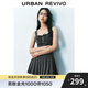 UR2025夏季新款女裝格雷系蝴蝶結系帶百褶連衣裙UYU750075 深灰 (偏短) XS