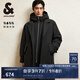 杰克·瓊斯（JACK&JONES）男裝衣服秋冬潮流休閑靜奢風(fēng)中長款羽絨服男假兩件連帽大衣外套 E40 黑色 XL 185