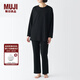 無(wú)印良品（MUJI） 女式 粘纖混 針織長(zhǎng)外衫 家居服套裝 女士睡衣春季 FD1JLC4S 黑色 L （上裝165/88A,下裝165/70A）