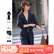 梵希蔓藏青色海軍領(lǐng)衛衣套裝女2025春季新款休閑外套闊腿褲兩件套 A0659 藏青色 M