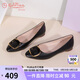 金利來（goldlion）女鞋淺口一腳蹬尖頭平底鞋通勤工作單鞋女-66111005301P-黑色-37