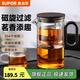 蘇泊爾（SUPOR）磁吸飄逸杯過(guò)濾泡茶壺全玻璃耐高溫一鍵茶水分離神器非按壓國補 飄逸杯550ml