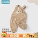 優(yōu)奇嬰兒衣服寶寶背帶褲春秋新款小童幼兒連體褲男童女童大PP褲長褲子 萌熊背帶褲 90