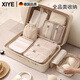 皙也旅行收納袋行李箱衣物整理包鞋子內衣內褲收納旅游衣服分裝待產(chǎn)包 旅行-米色 7件套