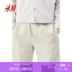 H&M男裝休閑褲2025秋季新款直筒時(shí)尚標(biāo)準(zhǔn)版型亞麻休閑短褲1256419 淺米色 L 175/96