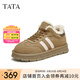 他她（TATA）復古休閑德訓鞋女鞋加絨保暖毛毛鞋冬季新款6JM01DM4 【女款】卡其/粉（毛里） 37