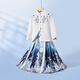 迪士尼女童馬面裙漢服國風(fēng)新中式兒童套裝開(kāi)學(xué)中秋演出服 紫色 120