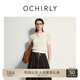 歐時力OCHIRLY 仿亞麻氧氣衫短袖針織衫女polo衫撞色2025夏季新品 淺黃 S