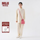 無(wú)印良品（MUJI） IDEE 男女通用 棉麻 刺繡 斜背包 無(wú)性別包包 玫粉色