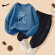 NIKE耐克男童套裝秋季 2025新款女童秋裝純棉兩件套兒童運動(dòng)套裝長(cháng)袖 月光藍 【100%純棉】 160 /L 【建議身高152-158cm】