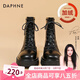 達(dá)芙妮（DAPHNE）馬丁靴女2025秋冬系帶英倫風(fēng)加絨中筒短靴黑白經(jīng)典款時尚女靴 黑色【主圖款加絨】 39