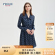 PRICH季款系帶飄領(lǐng)鑰匙印花收腰V領(lǐng)連衣裙 59海軍藍(lán) M 165